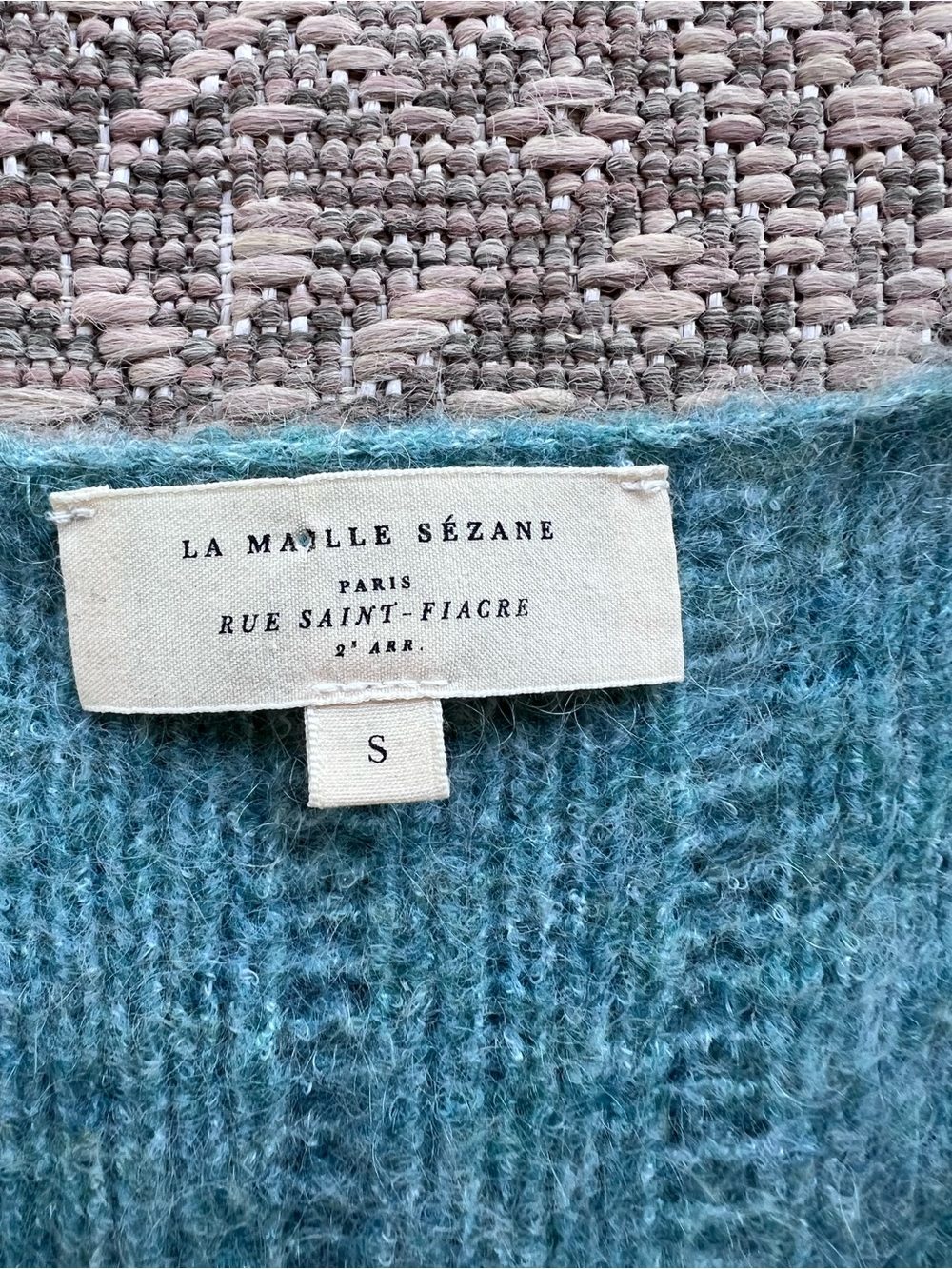 Sézane Antonetta Cardigan Island Blue Super Kid Mohair Wool Small - Picture 3 of 8